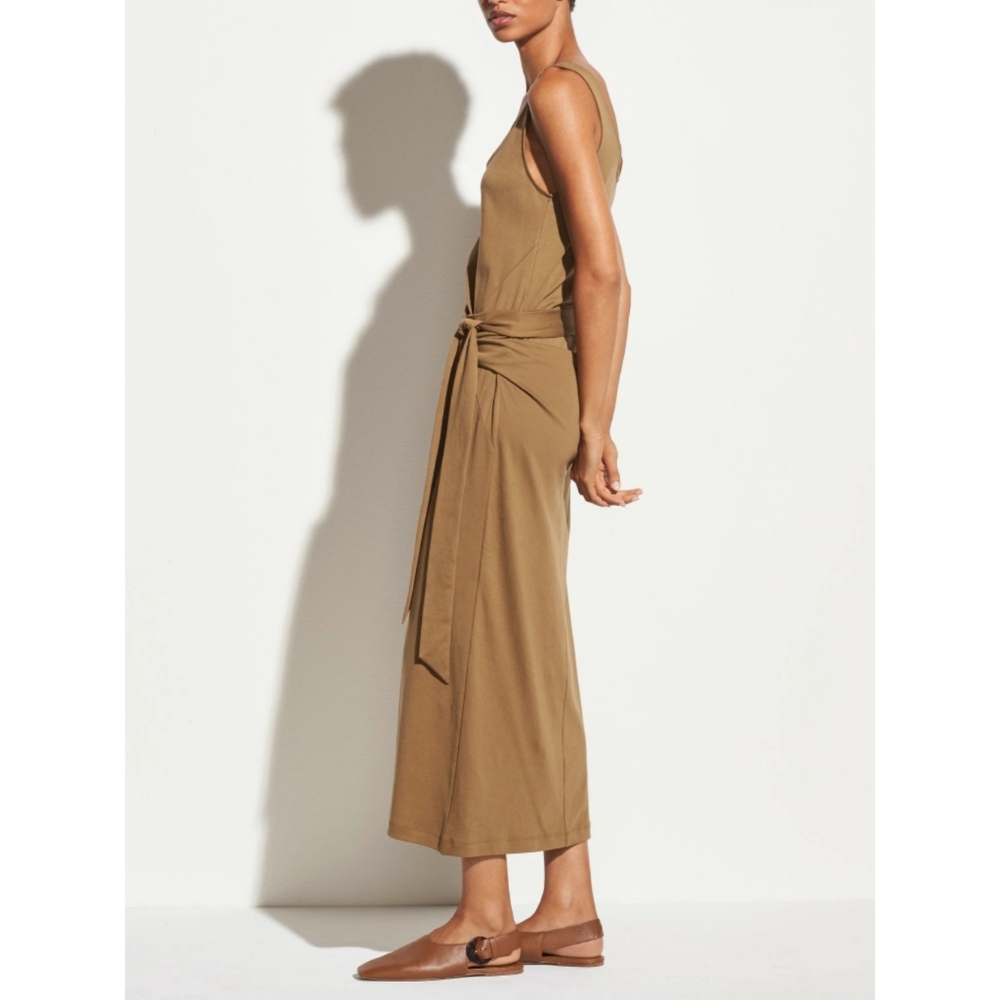 Vince Maxi Dress Womens Size S Sleeveless Wrap Midi Resortwear Neutral - Picture 5 of 11
